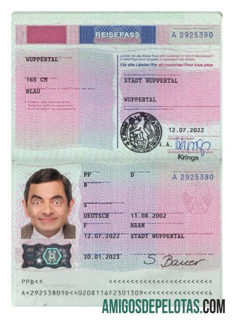 Passaporte Alemanha 2022 Presente modelo